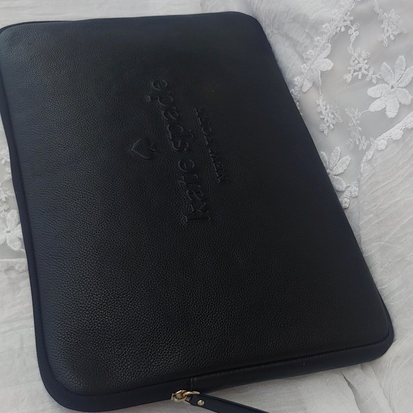 kate spade Handbags - Kate Spade Laptop Pebbled Leather Padded Sleeve Black 15" x 10.5"